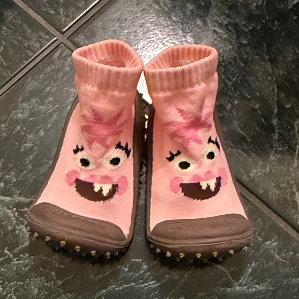 Pink Kids Monster Grip Sock Shoes by